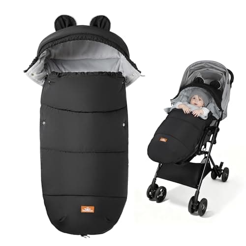 Image of Bemece Footmuff for Pushchair Universal, Winter Baby Pram Footmuff with Zippers, Windproof Stroller Footmuff Cosy Toes, Warm Fleece Fabric, Detachable