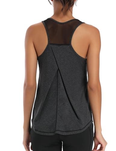 Image of Dawnrole Workout Tank Tops Women Gym Sport Sleeveless Running Tops Yoga Shirts Black