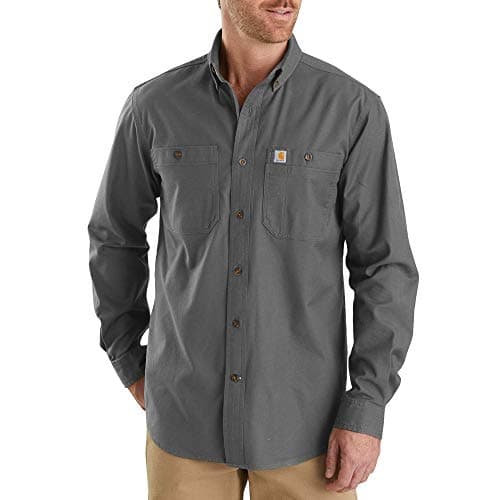 Image of Carhartt Men's Rugged Flex Rigby Long Sleeve Work Utility Button Down Shirt, 039-gravel, L UK