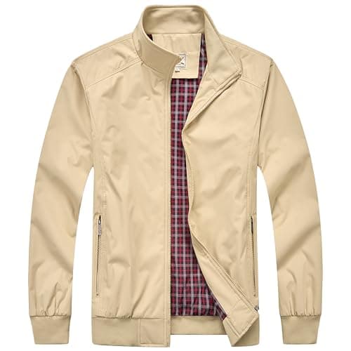 Image of Blu Apparel Mens Harrington Jackets Bomber jacket men Sports Smart Casual Spring jackets for Men UK Black Navy S M L XL 2XL (UK, Alpha, L, Regular, Regular, Beige)
