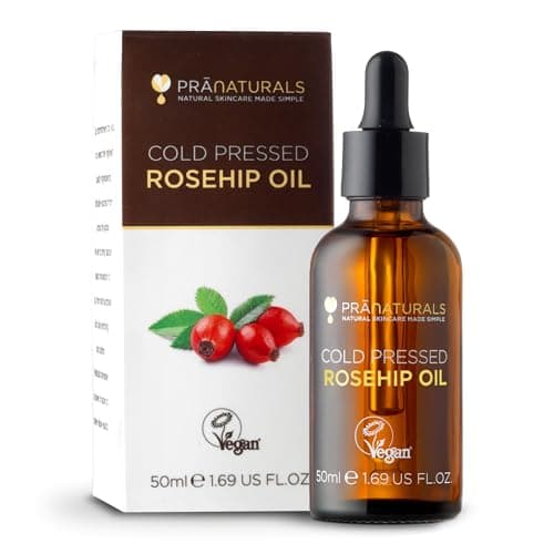 Image of PraNaturals Pure Cold-Pressed Rosehip Oil 50ml — Organic Anti-Ageing Facial Oil for Face, Scars & Dark Spots — Natural Retinol with Vitamin C & E — Vegan & Cruelty-Free — Sourced from France