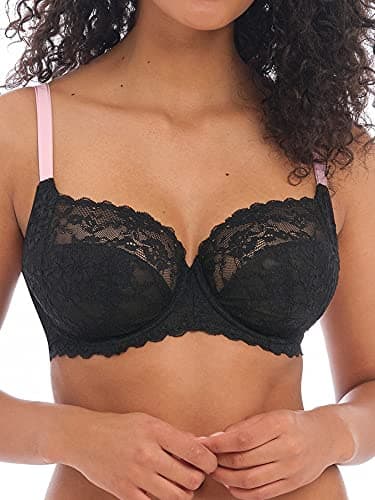 Image of Freya Women's Offbeat Underwire Side Support Bra Full Coverage, Black, 34FF