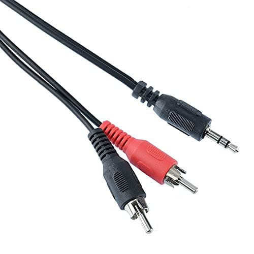 Image of 2m Red/Black Twin Phono Male RCA to 3.5mm Stereo Plug Lead Adapter Audio Cable Y Splitter