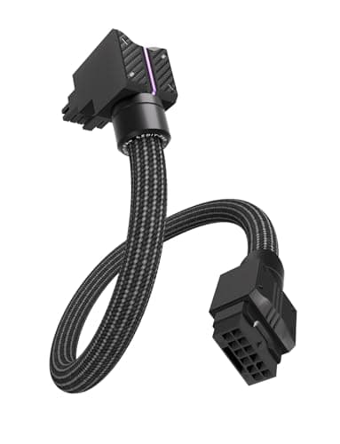 Image of EZDIY-FAB UNIFAS ARGB 16-Pin 12VHPWR GPU Extension Cable for RTX 40/50 Series, 16AWG 90° Right-Angle 12V-2x6 PCIe 5.1 PSU Extension, 5V 3-Pin RGB Sync, Unified Cable Design,Reverse Type,Black