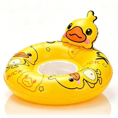 Image of Yellow Duck Baby Swimming Float Inflatable Baby Pool Float for Baby 6-36 Months,Baby Swimming Ring with Safety Seat Handle,Kids Rubber Ring Pool Float for Babies Toddlers Infant Boys Girls 1-3 Years