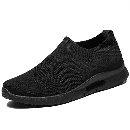 Image of MGNLRTI Mens Trainers Running Shoes Lightweight Breathable Slip on Sneakers Walking Gym Trainers Black Mens Size 8 UK(Label Size:42)