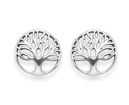 Image of Heather Needham Sterling Silver Yggdrasil Life Tree Earrings - Yggdrasil stud earrings - Size: 12mm - .Branded Gift Box. 5297