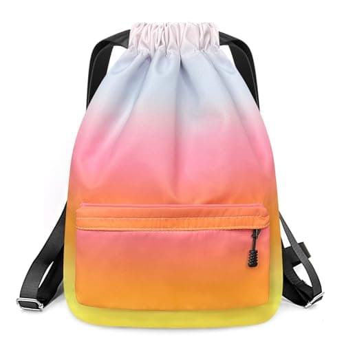 Image of WenYa Swimming Backpack With Wide Straps, Drawstring Waterproof Bag for Girls, Kids Sports, Gym, and Yoga