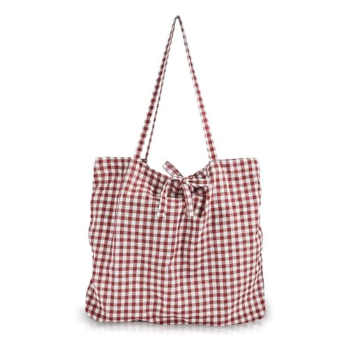 Image of Energather Womens Tote Bags, Cotton Tote Shoulder Bag Large Tote Bags for Women and Girls, Lightweight Tote Handbags Shoulder Bag with Plaid Pattern for Shopping, Dating, Travel (red)
