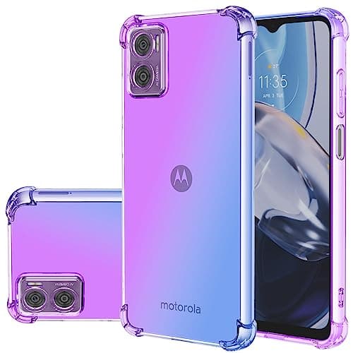 Image of Gufuwo Case for Motorola E22 Case, Moto E22i Cute Case Girls Women, Gradient Slim Anti Scratch Soft TPU Phone Cover Shockproof Protective Case for Motorola Moto E22 (Purple/Blue)