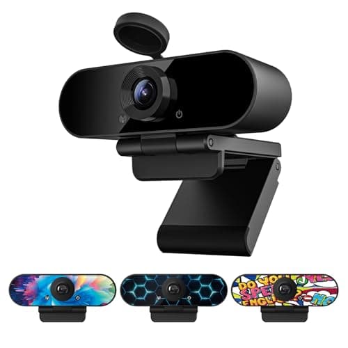 Image of Smilodon 1080P HD Webcam, Pro, with 110° Wide Angle, Privacy Cover, Microphone, Tripod, for Conferencing, Live Streaming, Recording, Compatible with Skype/Zoom/YouTube/Teams