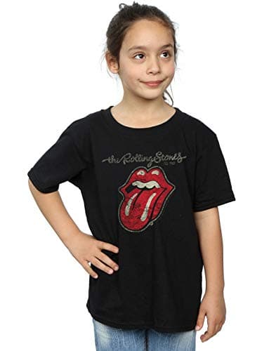 Image of Rolling Stones Girls Plastered Tongue T-Shirt Black 9-11 Years