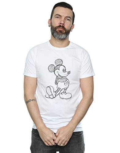 Image of Disney Men's Mickey Mouse Sketch Kick T-Shirt White XXXXX-Large