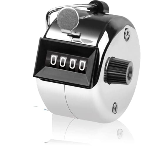 Image of Handheld Tally Counter, 4-Digit counter, Clicker Counter, Hand Mechanical Counters, Clickers Pitch Counter with Reset Knob for Coaching, Knitting, People, Lap, Fishing, Golf, Toddler & Fidget.
