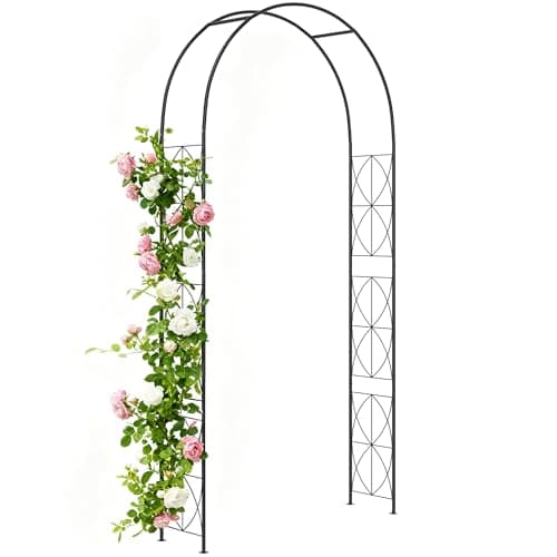Image of Outsunny Vintage Style Steel Garden Patio Outdoor Arbor & Trellis Arch Support For Vines & Climbing Plants Decoration - Black 2.3H m