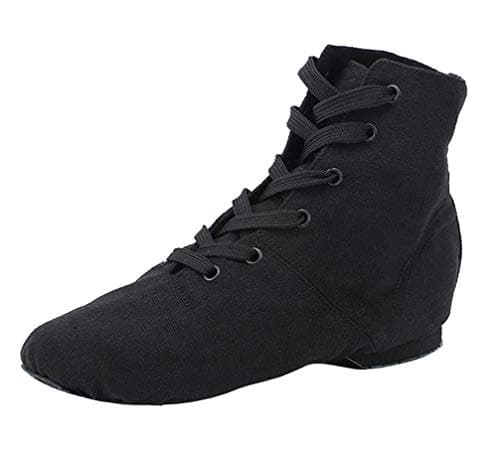 Image of missfiona Jazz Boots Dance Shoes for Women Lace up Ballroom Dance Flat with Split Sole(9, Black)