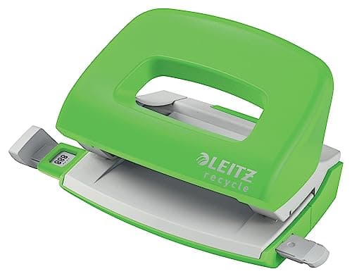 Image of Leitz NeXXt Recycle Mini Hole Punch, 10 A4 Sheet Puncher, 100% Recyclable, Steel & Recycled Plastic, Eco Friendly, Recycle Range, Green, 50100055