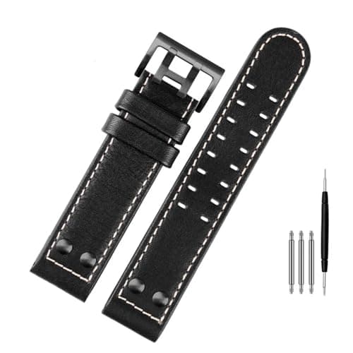 Image of EAMOM For Hamilton Khaki aviation Watch H77616533 H70615733 Watch Strap Genuine Leather jazz field Men WatchBand 20 22 Military Style(B black black,20mm)