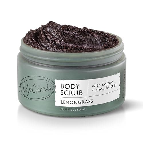 Image of UpCircle Exfoliating Coffee Body Scrub with Lemongrass 220ml - Sea Salt, Shea Butter + Coconut Oil - Exfoliates Your Skin + Improves Circulation - Natural, Vegan Exfoliator For Soft, Smooth Skin