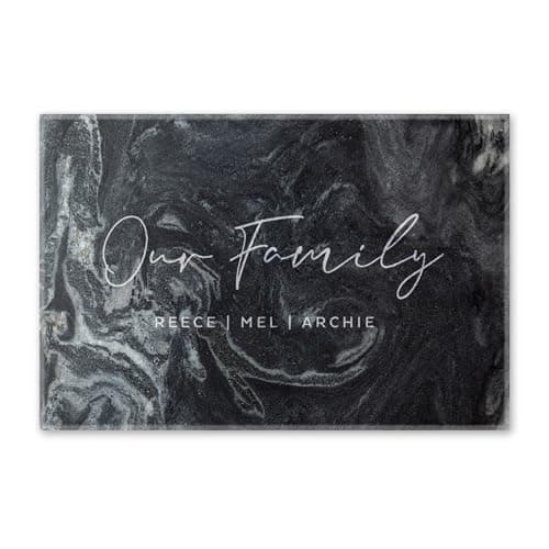 Image of Personalised Solid Black Marble Chopping Board Custom Printed Cheese Board Serving Board