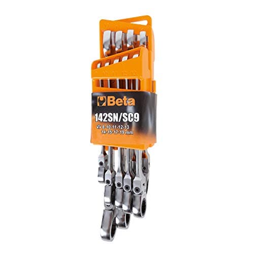 Image of BETA 142SN/SC9 Set of 9 Swivel Ratchet Combination Wrenches with Compact Support