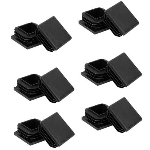 Image of 12 Pack Square End Caps 40x40 mm Plastic Hole Plugs Black Fence Post Pipe Cover Fitness Equipment Furniture Finishing Plug for Square Tubing Post