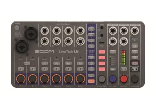 Image of ZOOM LiveTrak L-6 portable 10-track digital mixer, multitrack recorder and audio interface for bands, live recording & studio music production, 32-bit, XLR-TRS, effects, UK-Version