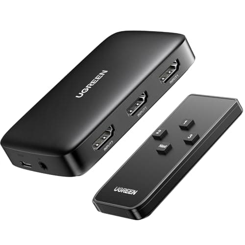 Image of UGREEN HDMI Switch 3 IN 1 OUT HDMI Switcher Splitter Supports 4K 3D HD Monitor Wireless Remoter Control Compatible with TV, PS5/PS4/PS3, Laptop/PC DVD Blu-Ray Xbox HDTV