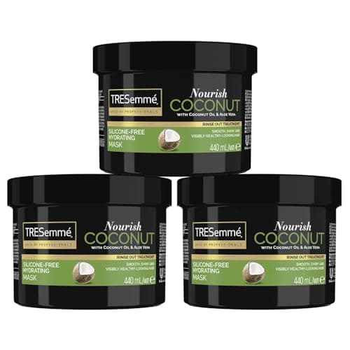 Image of TRESemme Nourish Coconut Hydrating Mask Rinse-out Silicon-Free Hair Treatment with Coconut Oil and Aloe Vera for Smooth, Shiny and Healthy Looking Hair, 440ml Pack of 3