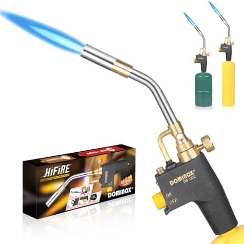 Image of DOMINOX Propane Torch Head, High Intensity Torch Head Trigger Start Gas Torch, Soldering Torch for Propane MAP MAPP Tank, Soldering, Ignition, Barbecue, Lighting (Not Included Gas Tank)