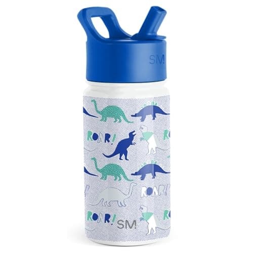 Image of Simple Modern Kids Water Bottle with Straw | Insulated Stainless Steel Reusable Tumbler for Toddlers, Girls, Boys | Summit Collection | 415ml | Dinosaur Roar