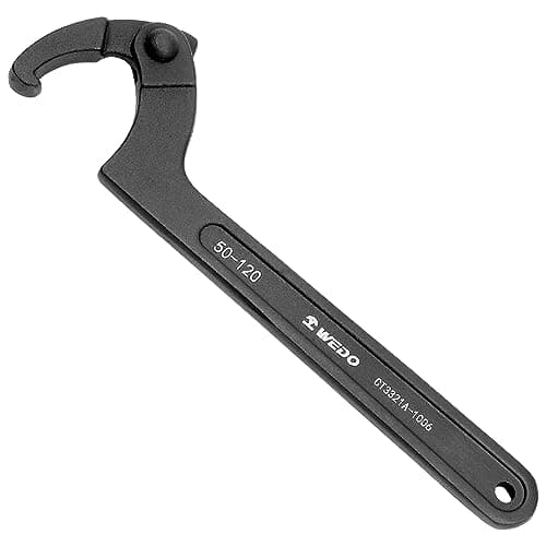 Image of WEDO Adjustable Hook Wrench,Hook Spanner Tools, C-Shaped Wrench, Die-Forged,Strong Torque,Wear Resistance,Black-Spray on Surface,DIN Standard,41 Chrome Steel,162mm Length 19-50mm
