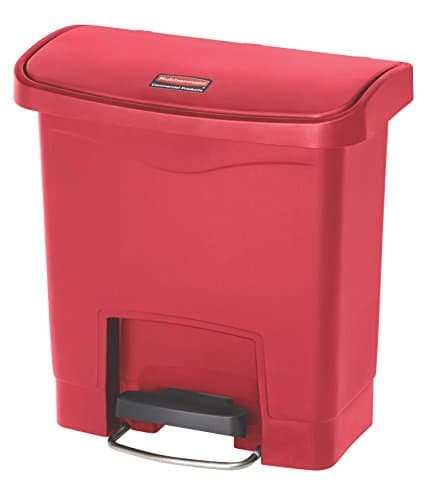 Image of Rubbermaid Commercial Products Slim Jim Step-on Resin Front Step Waste Receptacle Bin 15 Litre Red 1883563