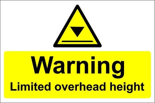Image of Warning Limited Overhead Height Safety Sign - 1.2mm Rigid Plastic 400mm x 300mm