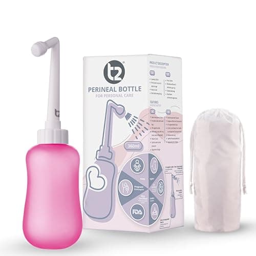 Image of T2 Peri Bottle - Portable Bidet for Postpartum Care, Perineal Pain Relief - 360ml Squeeze Bottle with 60° Nozzle & Washable Storage Bag - Hospital Bag Maternity Essential, Gift for Mum to Be