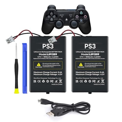 Image of 2 x 1800 mAh Battery LIP1859/LIP1472/LIP1359 for PS3 Playstation 3 Dualshock Wireless Controller