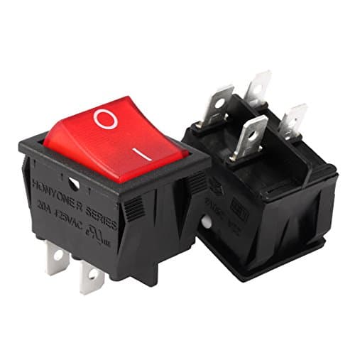 Image of Sourcingmap 2Pcs AC 20A/125V 22A/250V DPST 4 Pins 2 Position I/O On Off Button Red Backlit Light Boat Rocker Marine Push Button Switch
