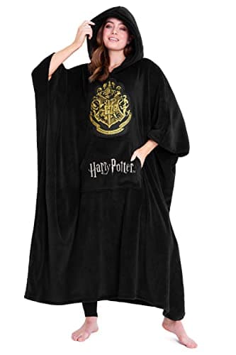 Image of Harry Potter Oversized Blanket Hoodie for Women & Teens, Sherpa Fleece Wearable Blanket with Hood & Pocket, Gifts for Adults (Black Long)
