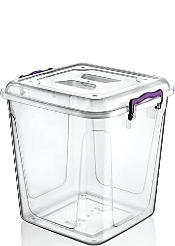 Image of Easy Shopping® Clear Plastic Storage Box Lid Clip Locking Office Home Kitchen Food Container Multi-Purpose (21L Deep Container)