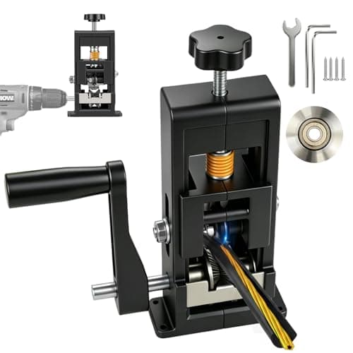 Image of Manual Wire Stripper Machine, Hand Crank or Drill Powered Cable Stripper, Adjustable 1-25mm Portable Wire Stripping Tool for Scrap Copper Recycling, Includes 2 Blades