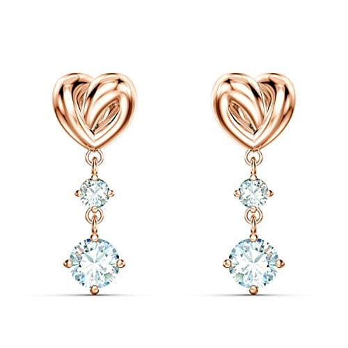 Image of Swarovski Lifelong Heart drop earrings, Heart, White, Rose gold-tone plated