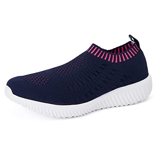 Image of TIOSEBON Women's Slip On Trainers Lightweight Road Running Shoes Breathable Mesh Walking Sneakers Comfortable Ladies Athletic Shoes 2 UK Navy