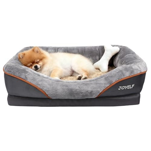 Image of JOYELF Memory Foam Dog Bed Small Orthopedic Dog Bed & Sofa with Removable Washable Cover and Squeaker Toys as Gift