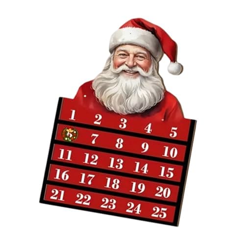 Image of Wooden Santa Advent Calendar Christmas Count Down Decoration Natural Holiday Homes Accessory Wooden Christmas Count Down Calendar