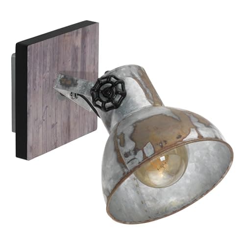 Image of Eglo Barnstaple Vintage Ceiling Lamp, Industrial Design Ceiling Spotlight, Zinc Steel Retro Wall Lamp, Brown-Patina Coloured Wall Lighting, E27 Socket