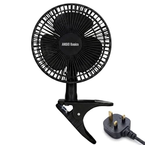 Image of ANSIO® 6 Inch Clip On Fan – Mini Desk Fan with Clamp, Plug in Portable Fan with 2 Speed Settings, 360° Rotatable Head & 45° Tilt Adjustment, Clip Fan for Bed, Desk & Office - Black