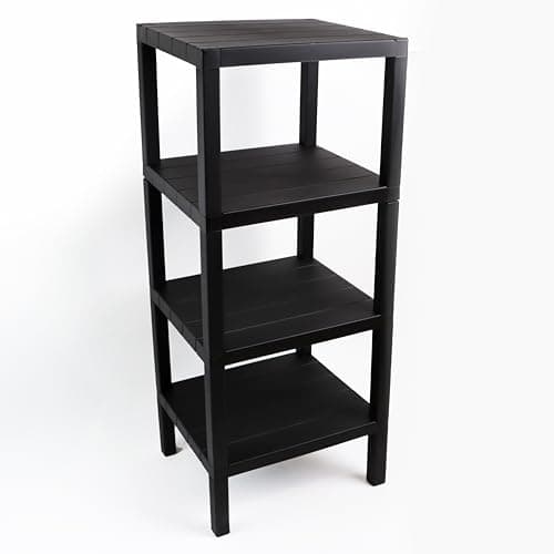 Image of DIVCHI 4 Tier Side End Table Nightstand Coffee Tables Storage Bedside Table Office Living Room Bedroom Small Narrow Space Sofa Table (Black)