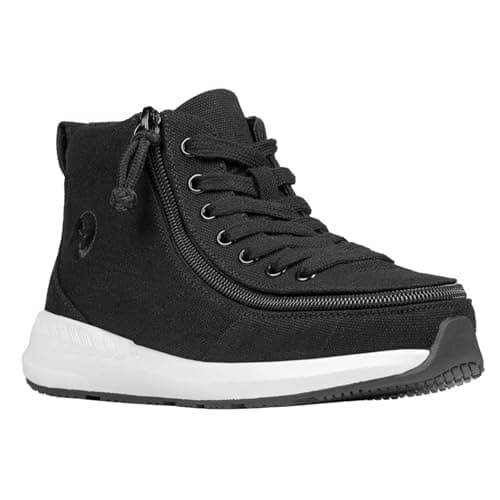 Image of SpecialKids.Company Billy Adaptive Footwear for Kids - Goat High Top - Canvas with Wrap-Around Zip Closure- Black - UK5- Wide