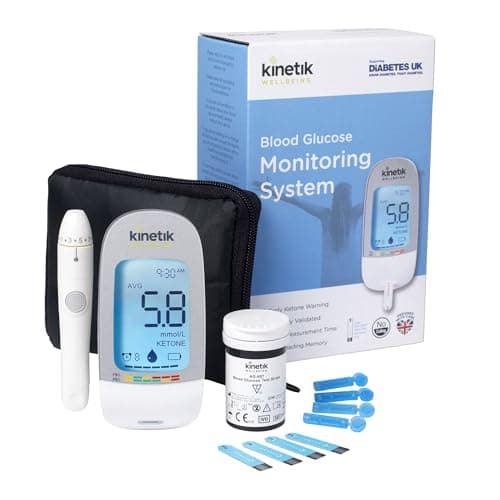 Image of Kinetik Wellbeing Blood Sugar Monitor - Glucometer Kit for Diabetic Home Testing Used by the NHS, Blood Glucose Meter for Precise Sugar Level Monitoring, Supporting Diabetes UK
