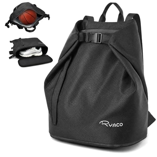 Image of RYACO Drawstring Backpack Sports Gym Bag, Water Resistant String Sackpack Large Size with Zipper, Dry and Wet Separation, for School, Sport, Swimming, Travel